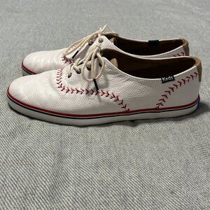 KEDS Champion Pennant Leather Lace Up Baseball Mom Sneaker, 8.5 WIDE